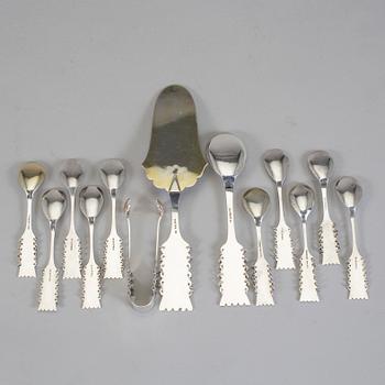 PARTI LAPPSILVER, 12 delar, C O Persson, Haparanda. Total vikt ca 215 g.