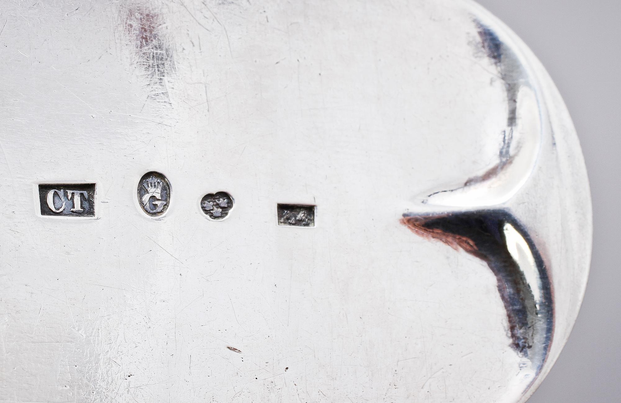 RAGUSKEDAR, ett par, silver, Carl Tengstedt, Göteborg, 1831. Vikt 225 g.