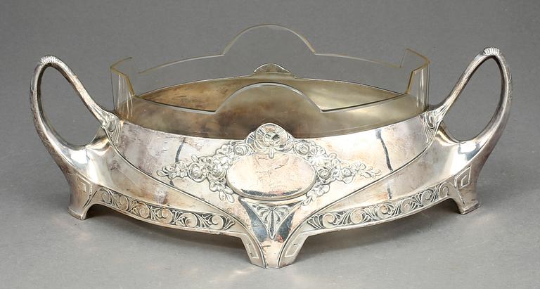 JARDINIERE, jugend, nysilver, tidigt 1900-tal.