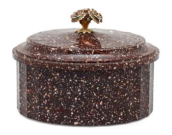 665. A Swedish Empire 19th century porphyry butter box.