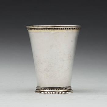 A Swedish early18th century parcel-gilt beaker, mark of Wolter Siewers, Norrköping 1710.