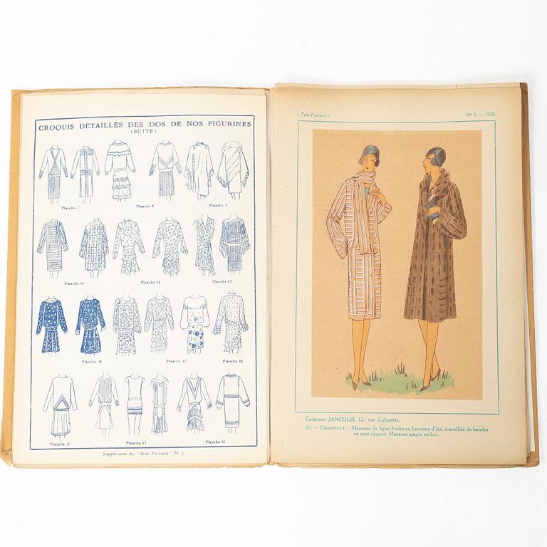 Seven French fashion magazines, 'Trés Parisien', with 123 pochoir fashion plates, Paris, G.-P. Joumard, 1927–31.
