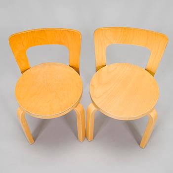 Alvar Aalto, children's chairs, model N65, for Artek, late 1990s.
