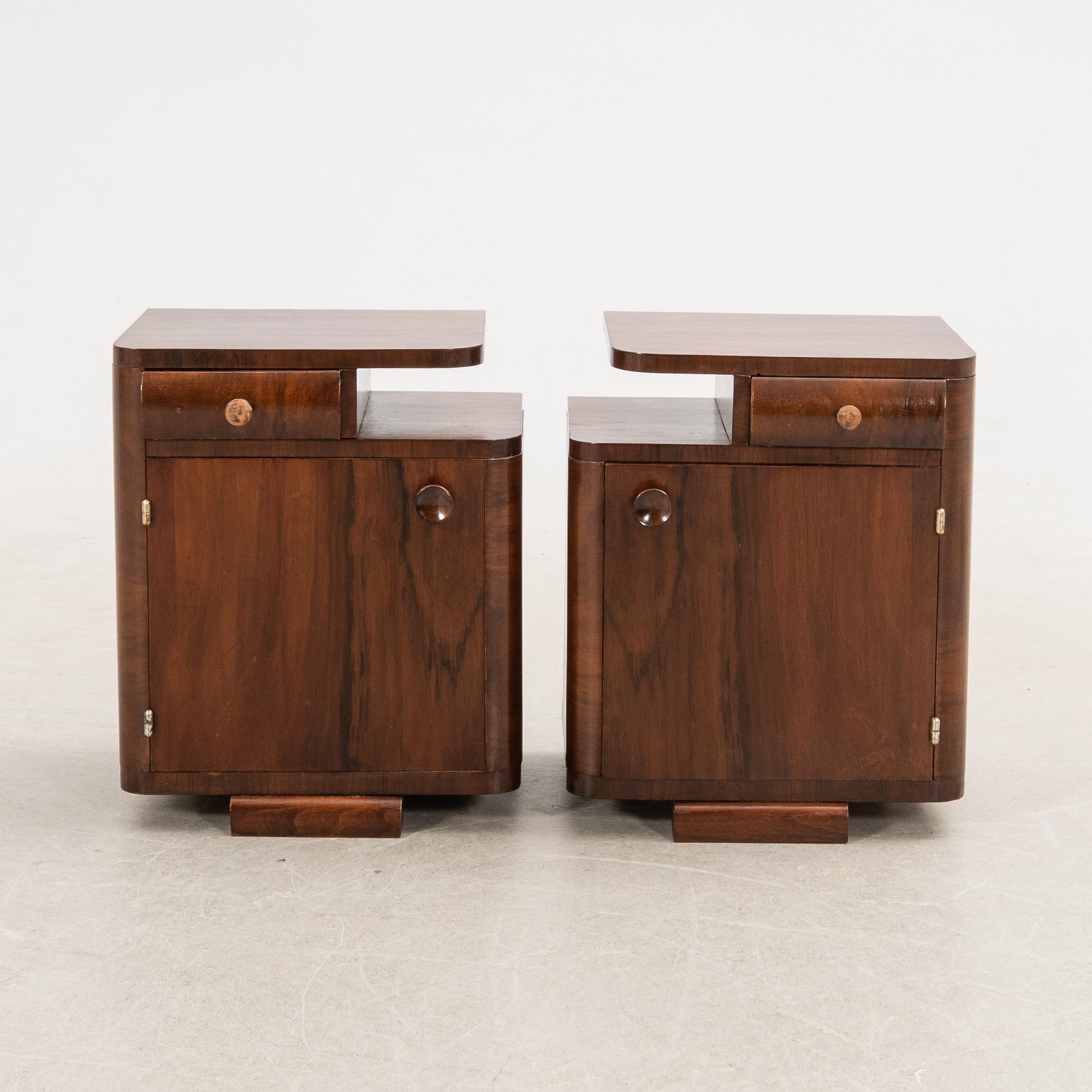 Sängbord, ett par, Art Deco, 1900-talets första hälft.