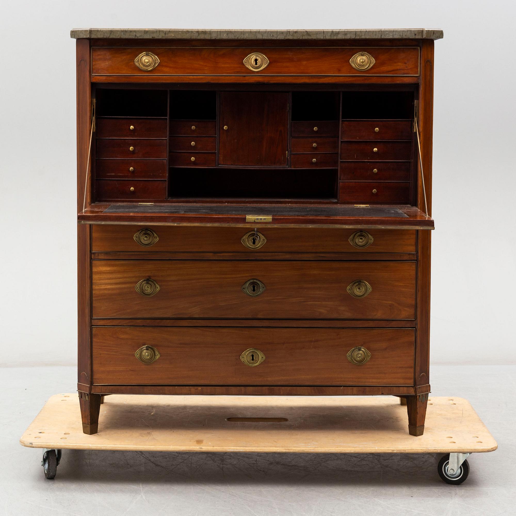 A Swedish late gustavian secretaire, late 18th century.