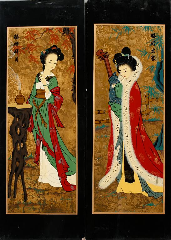 VÄGGPANELER, ett par, Kina, 1900-tal.