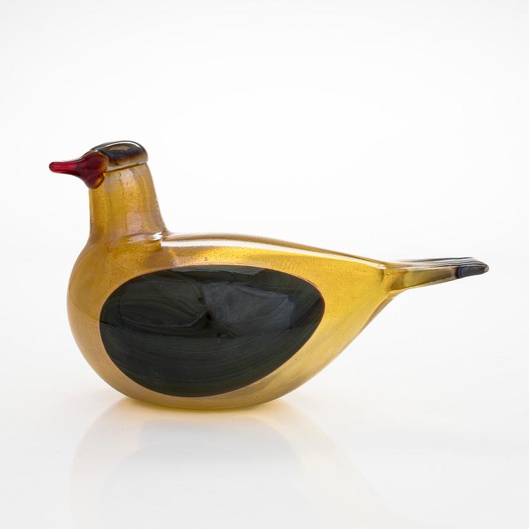 Oiva Toikka, lasilintu, "Kultakyyhky", signeerattu O. Toikka Nuutajärvi 2001.