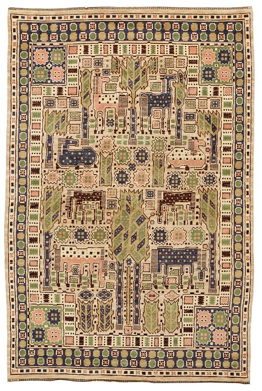 Märta Måås-Fjetterström, Matta, "Hästhagen", flossa, ca 332-337 x 216,5-222 cm, signerad AB MMF.
