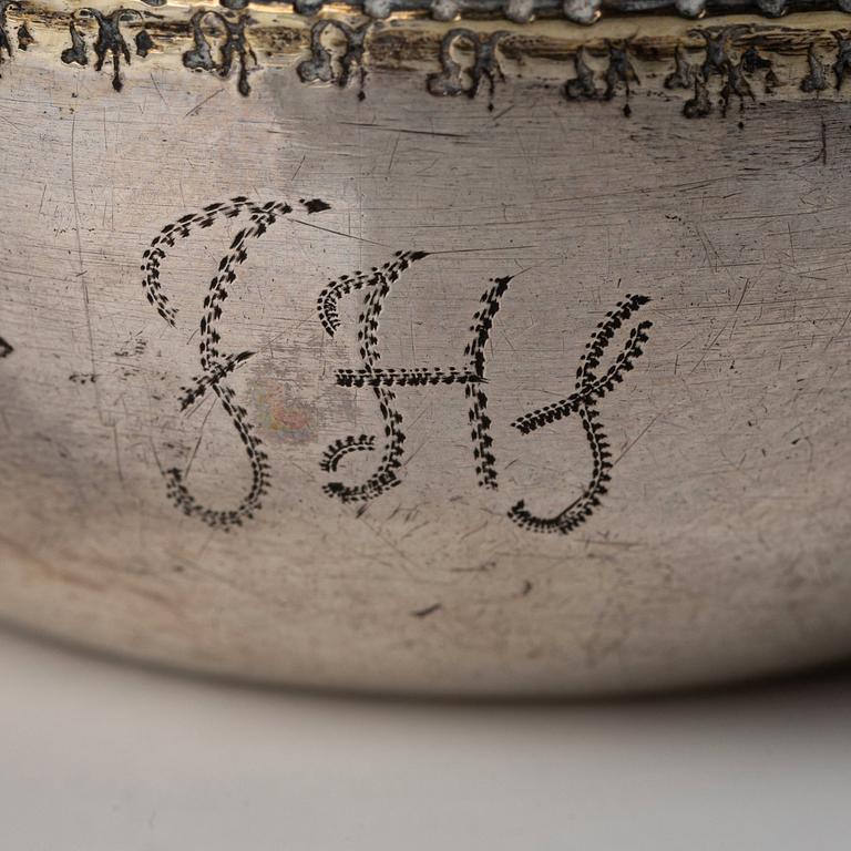 A Swedish 18th century parcel-gilt silver tumbler, mark of Christoffer Bauman, Hudiksvall 1786.