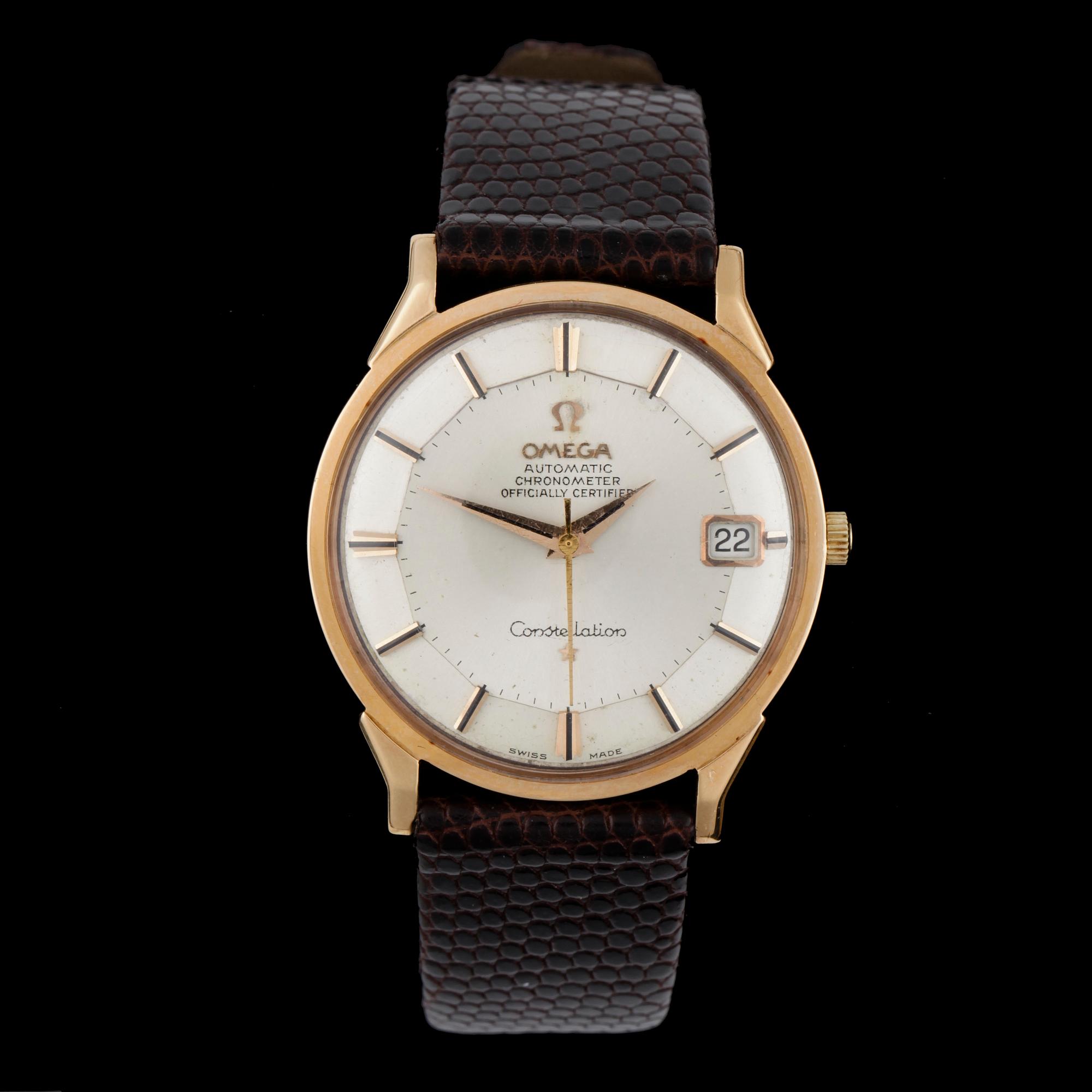 ARMBANDSUR, herr, 18k guld, Omega, Constellation, Chronomter, 1960/70-tal.