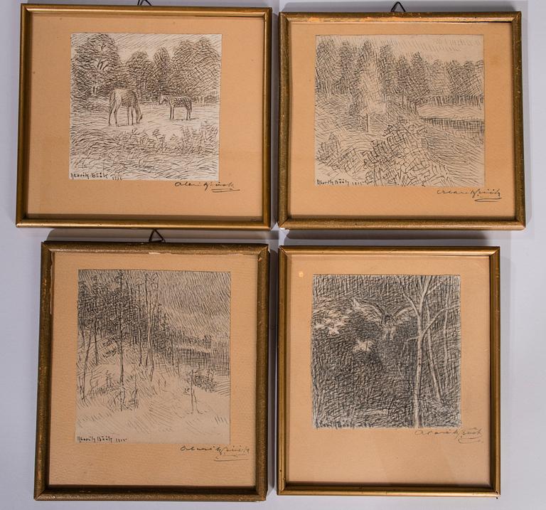 ALARIK BÖÖK, 4 st teckningar, signerade.