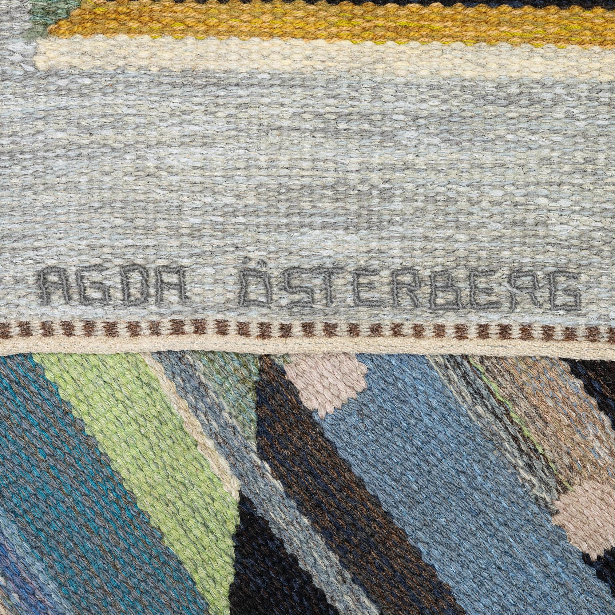 Agda Österberg, a carpet. 'Matta 232' or a variant of it, flat and tapestry weave, c. 352 x 240 cm, signed AÖ.