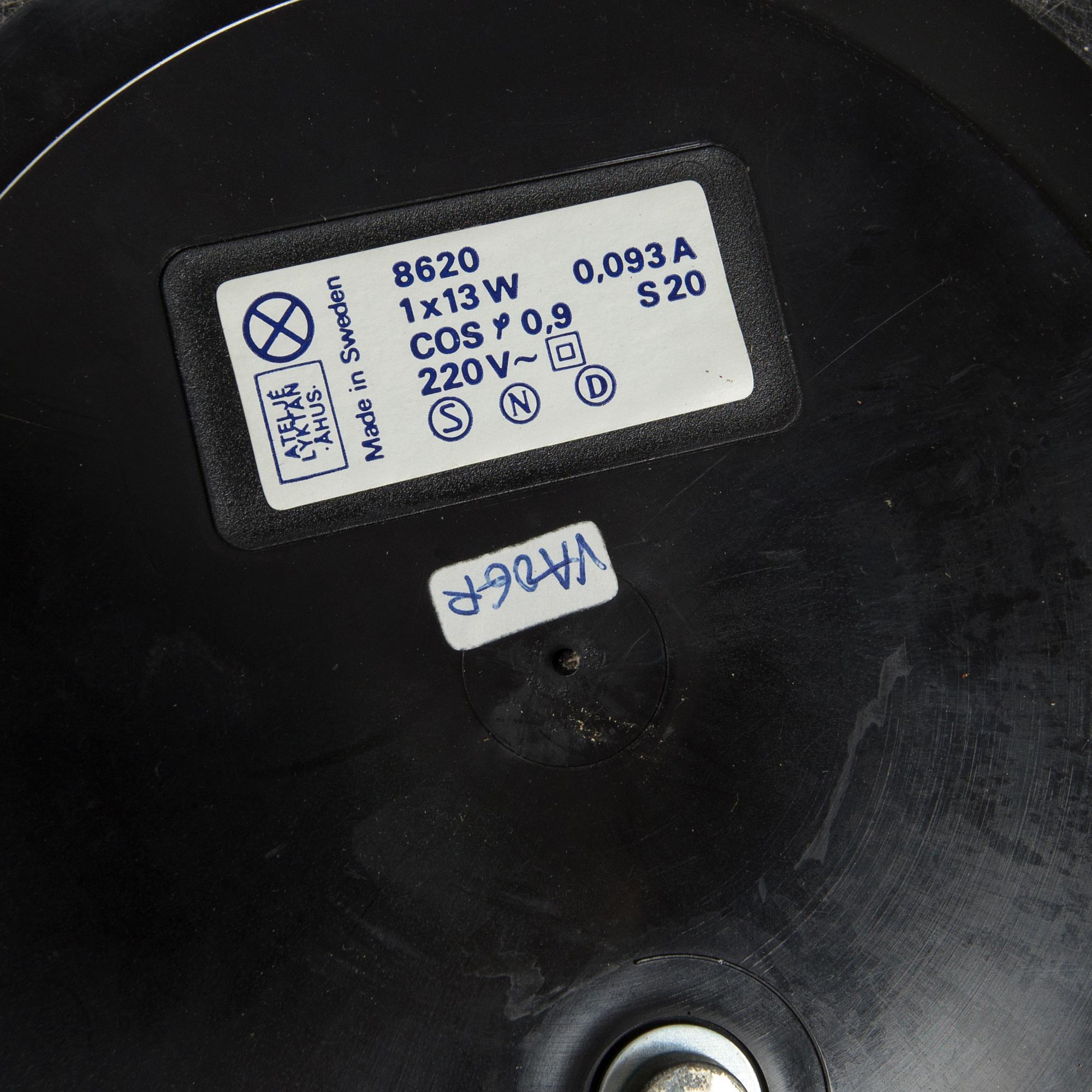 A set of five "Tube" lamps, designed by Anders Pehrson for Ateljé Lyktan in Åhus, launched 1973.