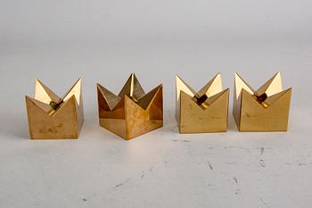 Pierre Forssell, a set of four brass candle sticks for Skultuna later part of the 20th century.