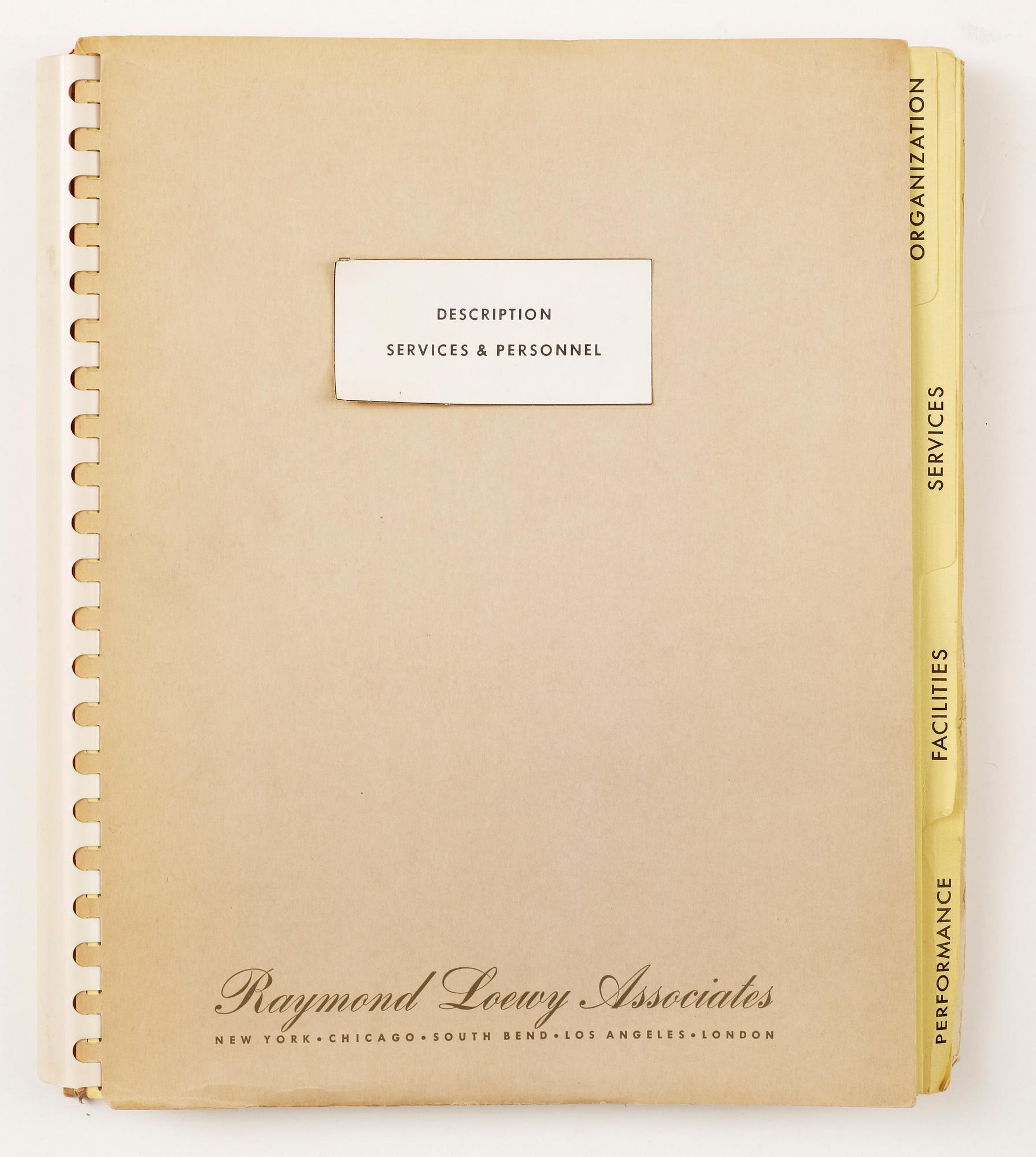 BOK / AFFÄRSPLAN, Raymond Loewy Associates, 1900-talets mitt.