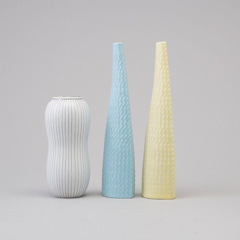 STIG LINDBERG, three stoneware vases from Gustavsberg.