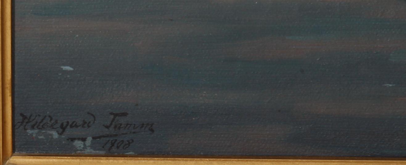 OKÄND KONSTNÄR, olja på duk. Otydl sign o dat 1908.