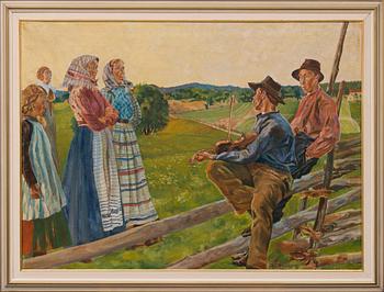 OKÄND KONSTNÄR, olja på duk, signerad O. Saxberg.