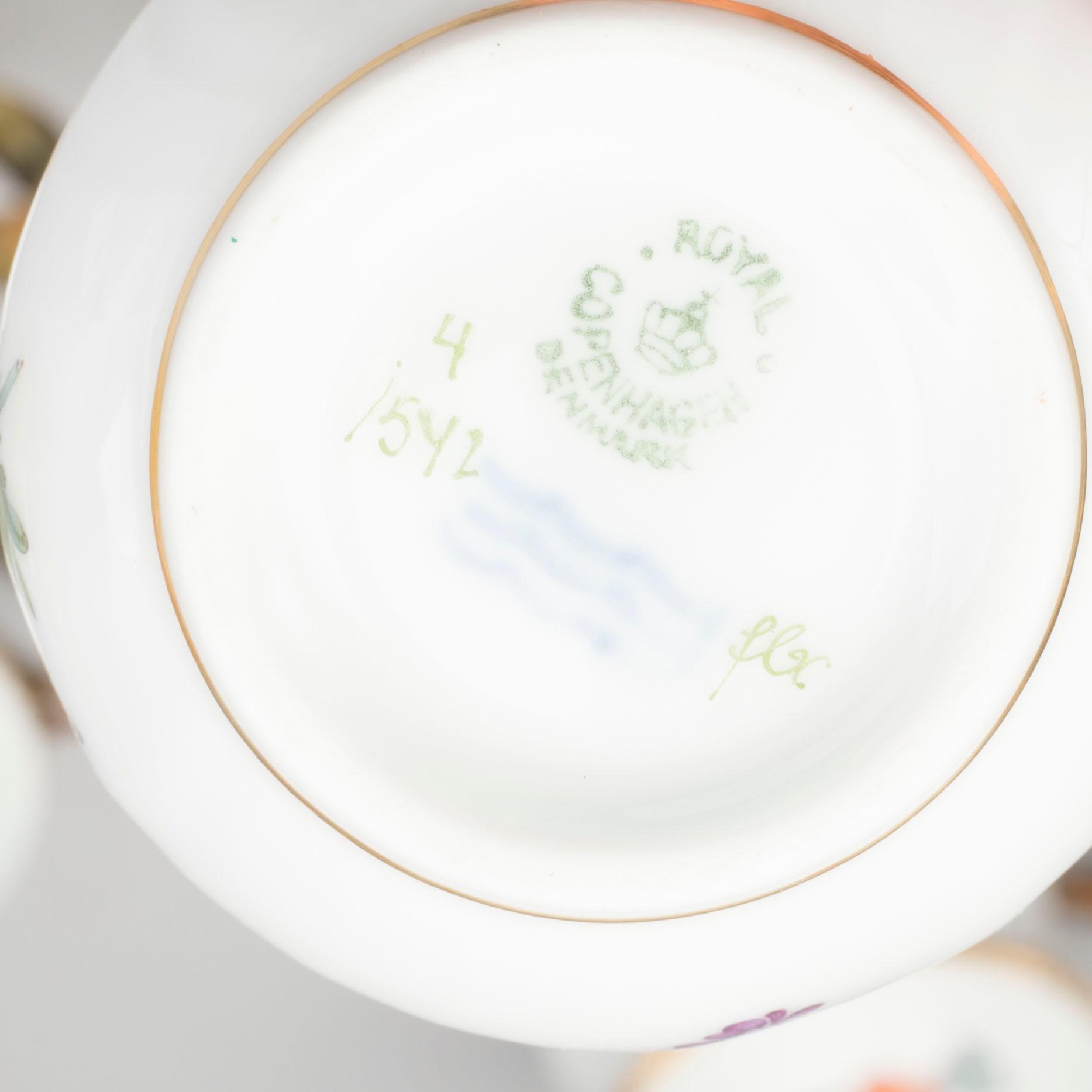 A SET OF 11 CUSTARD CUPS, porcelain, "Sachsisk Blomst", Royal Copenhagen.