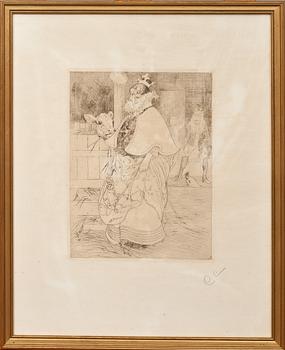 CARL LARSSON, etsning, monogramsign.