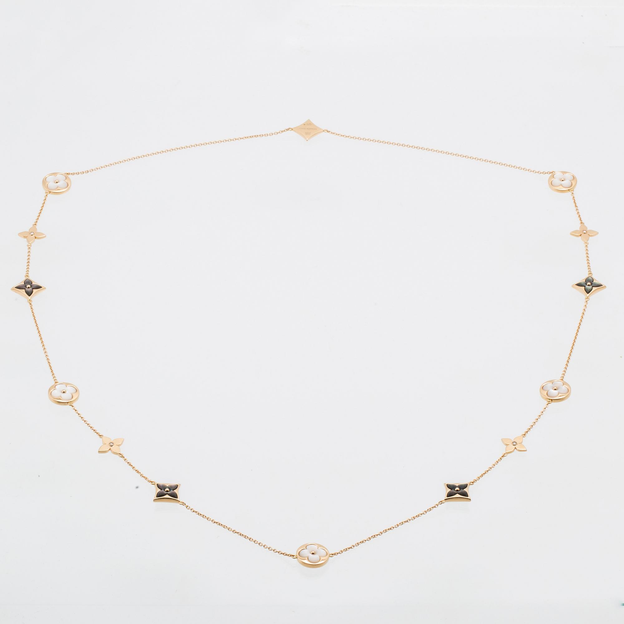 Louis Vuitton, "Blossom Sautoir" Necklace in 18K Rose Gold with Diamonds and Mother-of-Pearl.