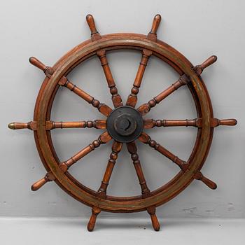 A ship's steering wheel.