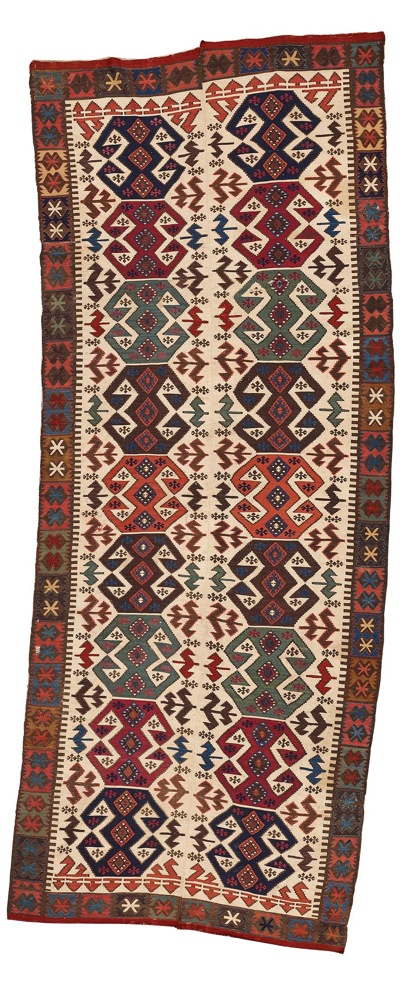 Matta, kelim, antik Aksaray, Anatolisk, ca 383,5-409 x 151-159 cm.