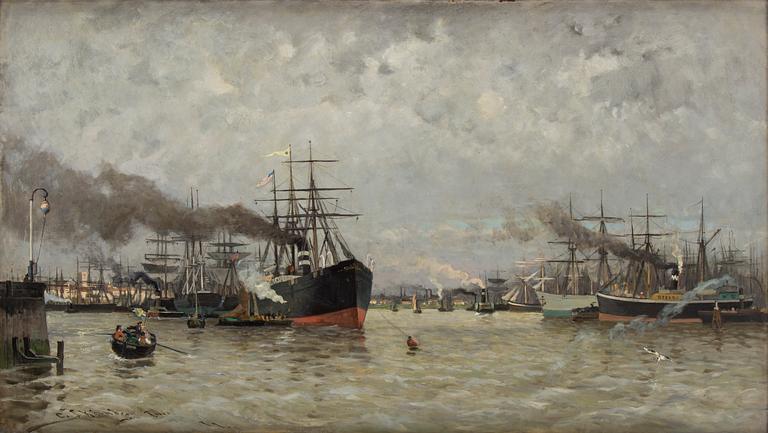 Carl Skånberg, "Hamnen i Rotterdam" (The Harbour in Rotterdam).