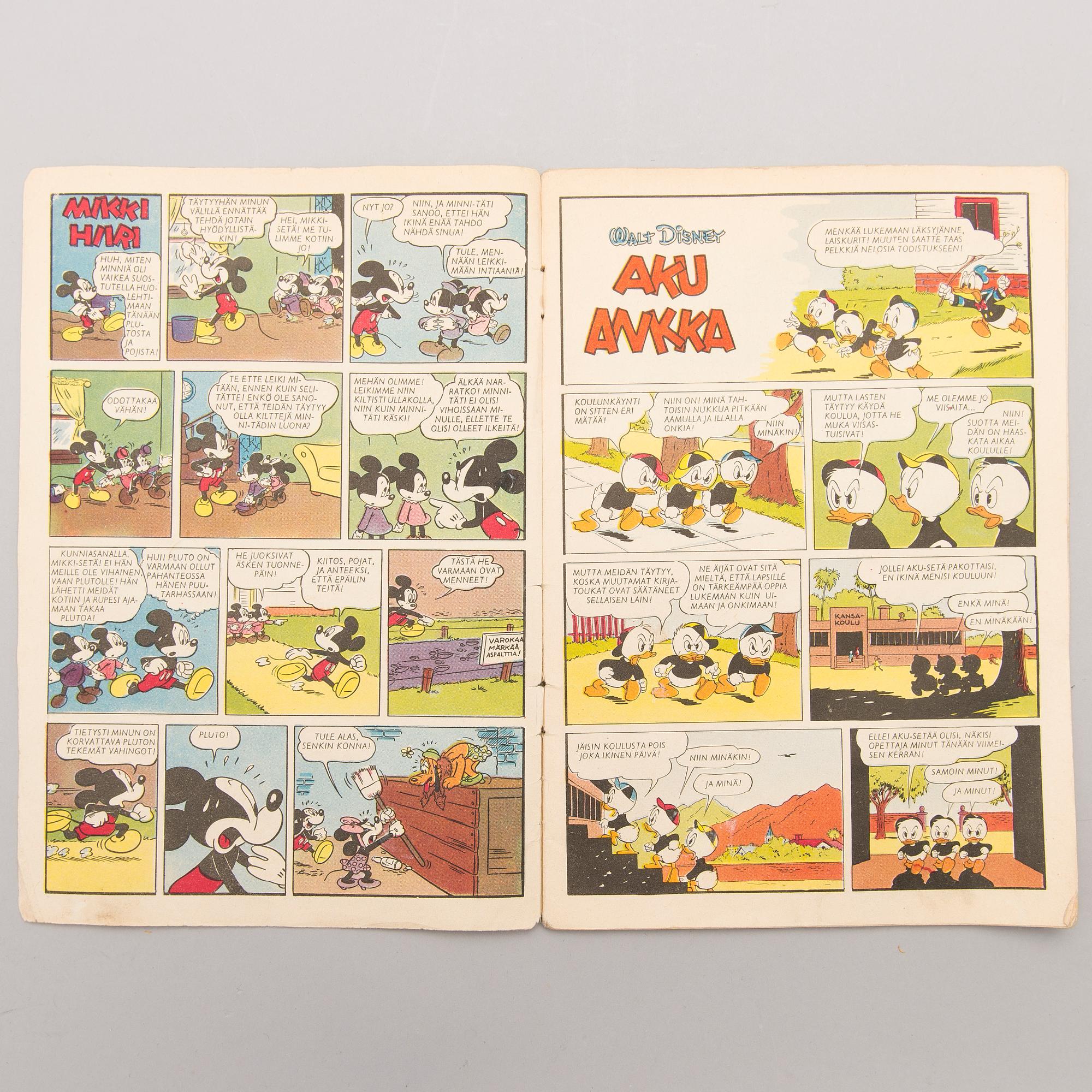 A Finnish Donald Duck Comic Book "Aku Ankka" N:o 12 Joulukuu 1952, Walt Disney.