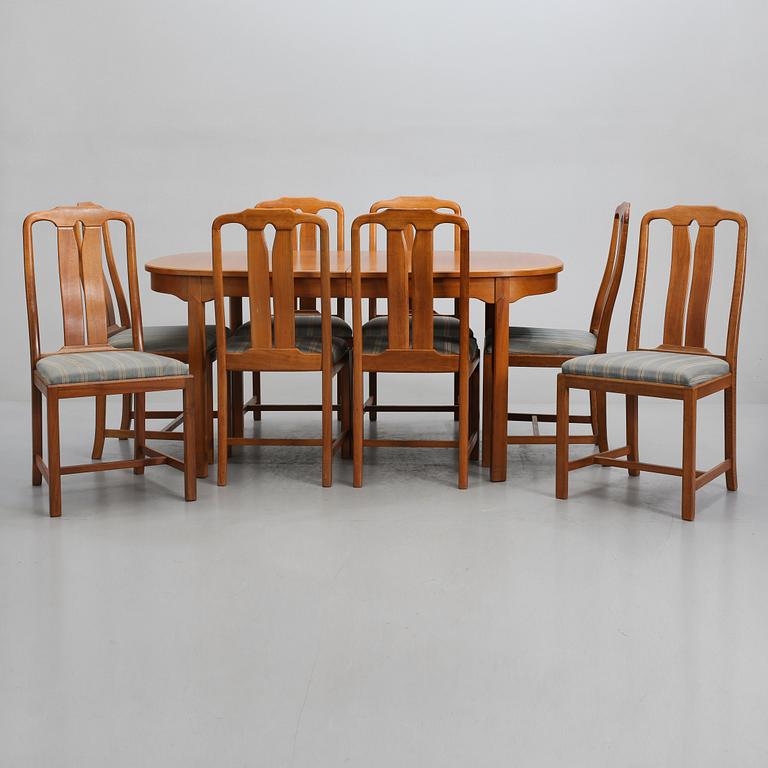 MATSALSGRUPP, 9 delar, "Ambassadör", Carl Malmsten, Åfors Möbelfabrik, 1900-talets andra hälft.