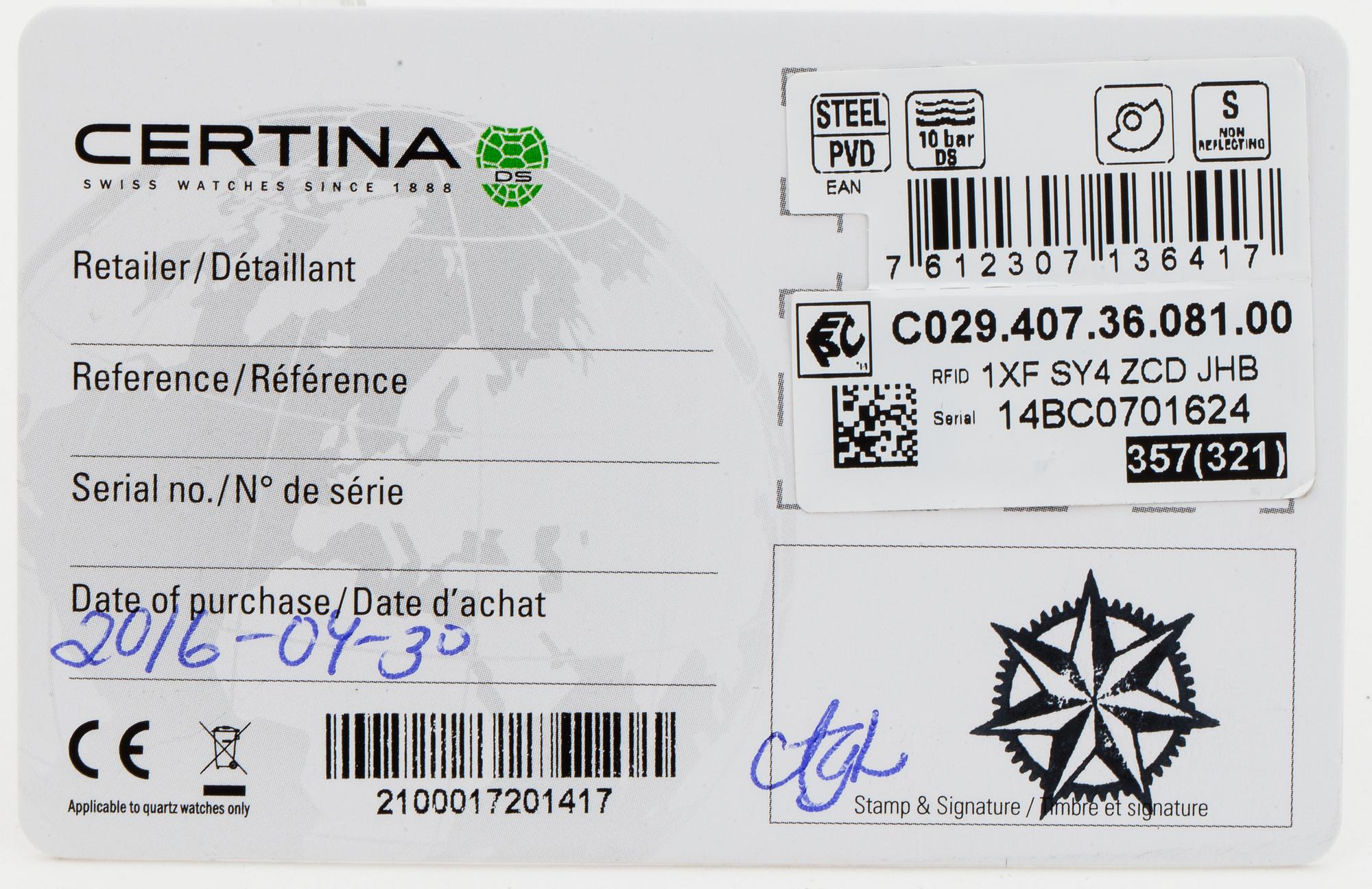 CERTINA, DS-1, Powermatic 80, wristwatch, 40 mm.