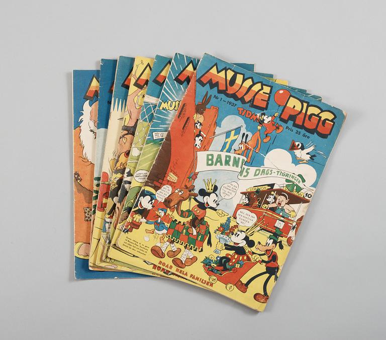 MUSSE PIGG TIDNINGEN. NR 1-8 1937. GD-FN.