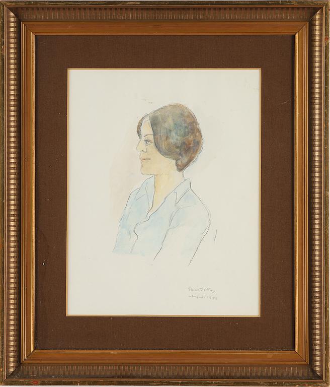 Einar Jolin, akvarell, signerad och daterad augusti 1976.