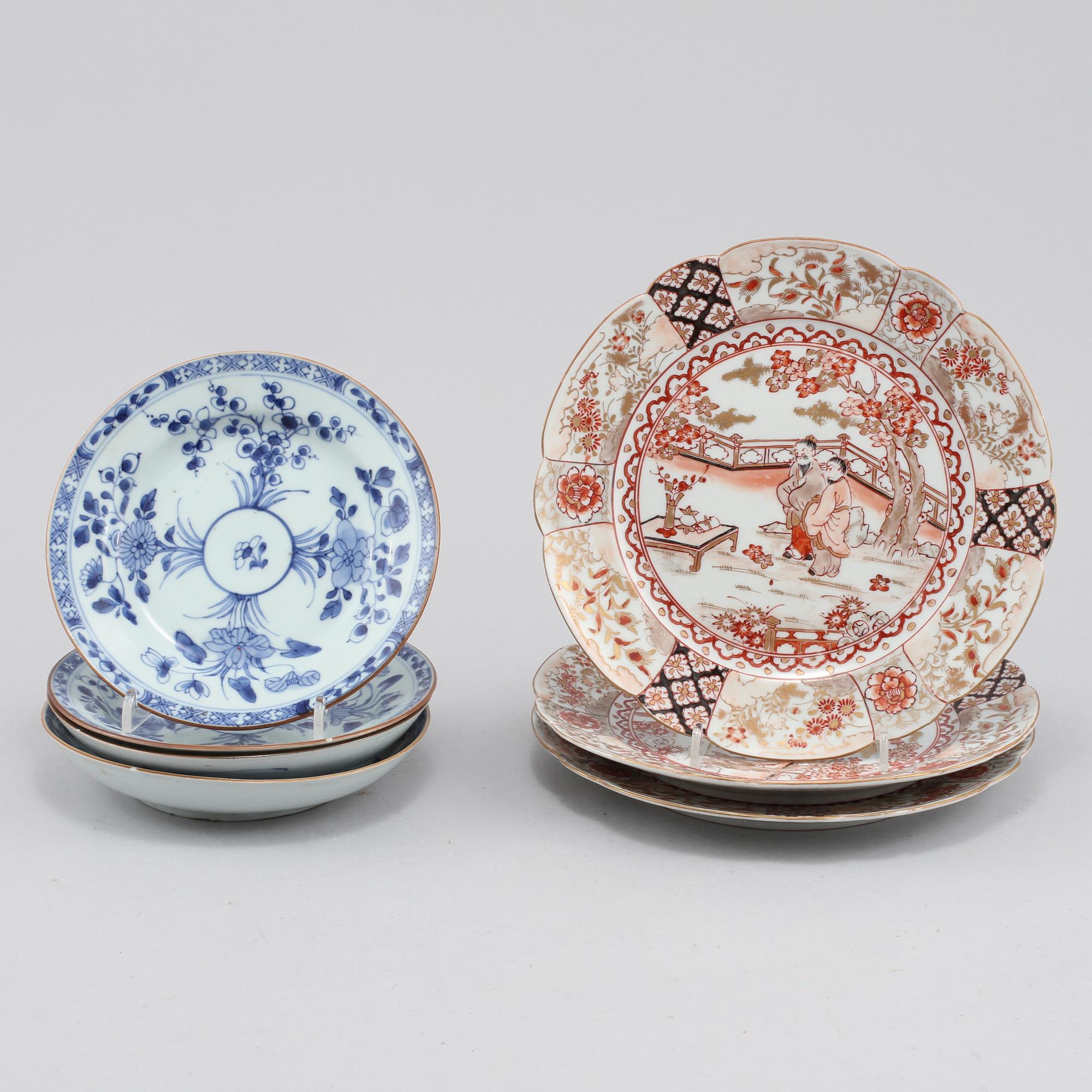 FAT, 4 st, TALLRIKAR, 3 st, porslin, Kina, 1700- respektive 1900-tal.