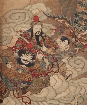 A kesi silk 'Immortals' panel, Qing dynasty, 19th 
century.