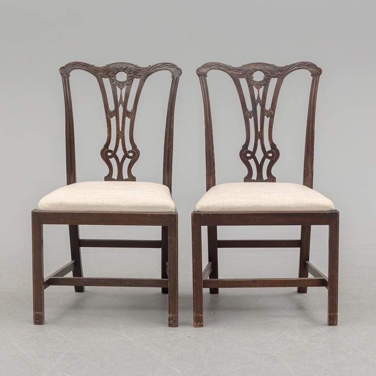 Twelve mid 20th century Chippendale model chairs.