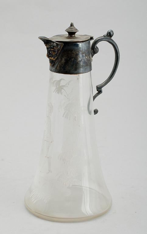 VINKANNA, glas och nysilver, sekelskiftet 1900.