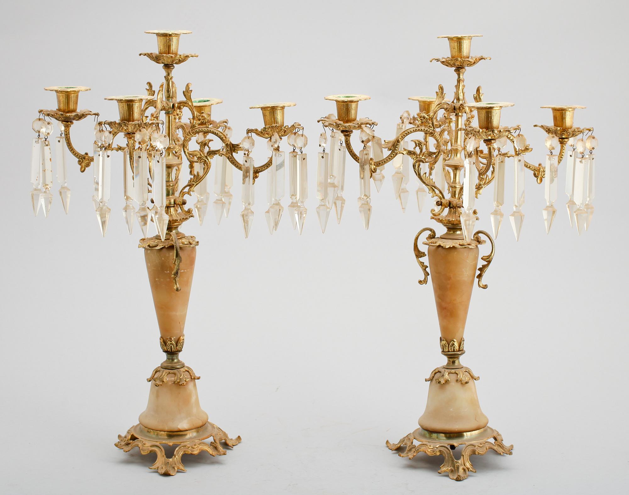 KANDELABRAR, 1 par, nyrokoko, sent 1800-tal.