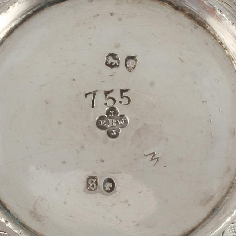 SALTKAR, 3 st, London, England, 1700 respektive 1800-tal, vikt (exklusive glasinsats) 145 gram.