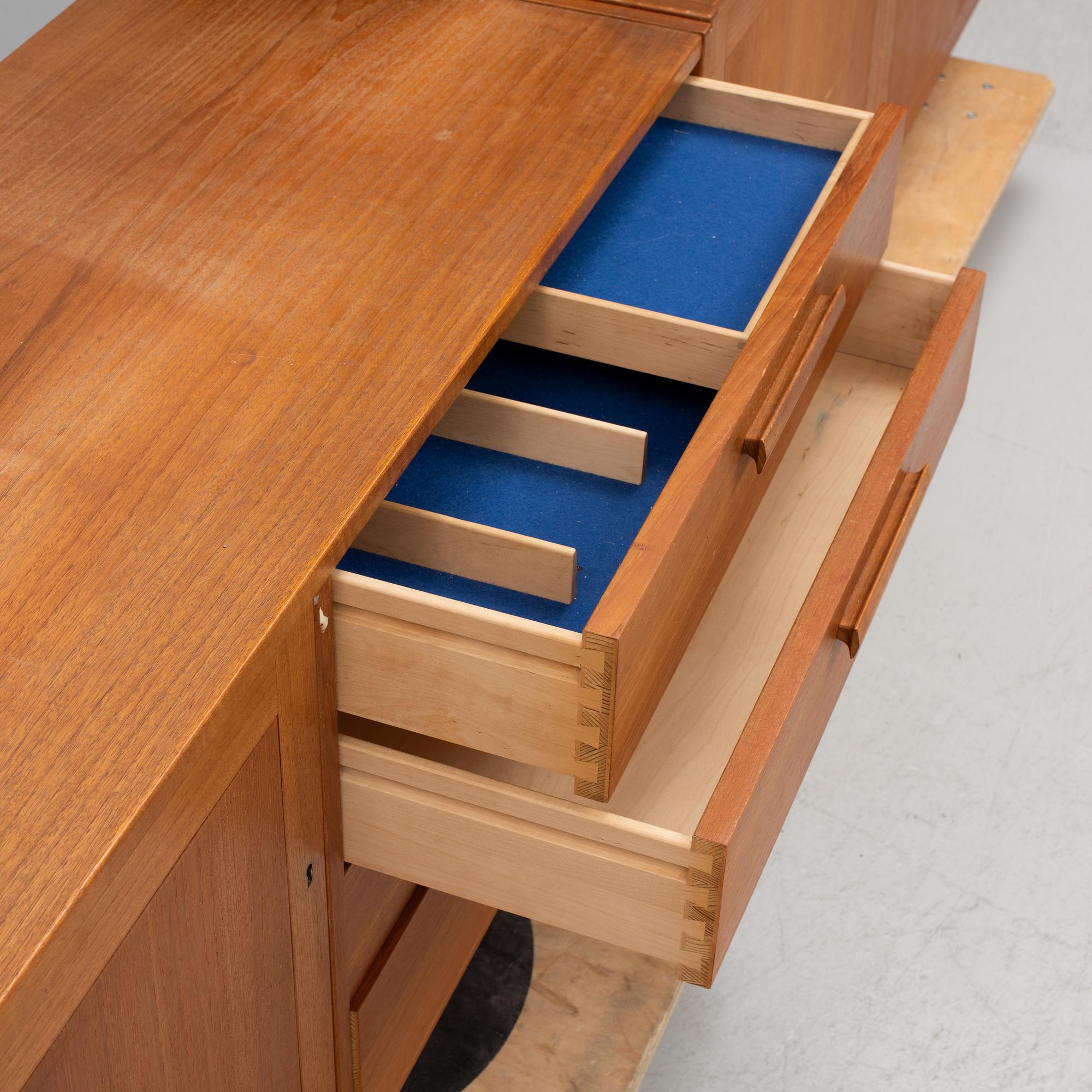 Bookcases with cabinets. 5 pieces. 1960s.