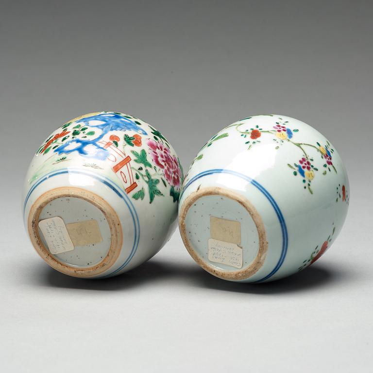 Two famille rose caddies, Qing dynasty, 18th century.