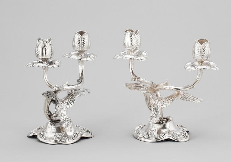 KANDELARBRAR, ett par, silver, CG Hallberg, Stockholm, 1898.