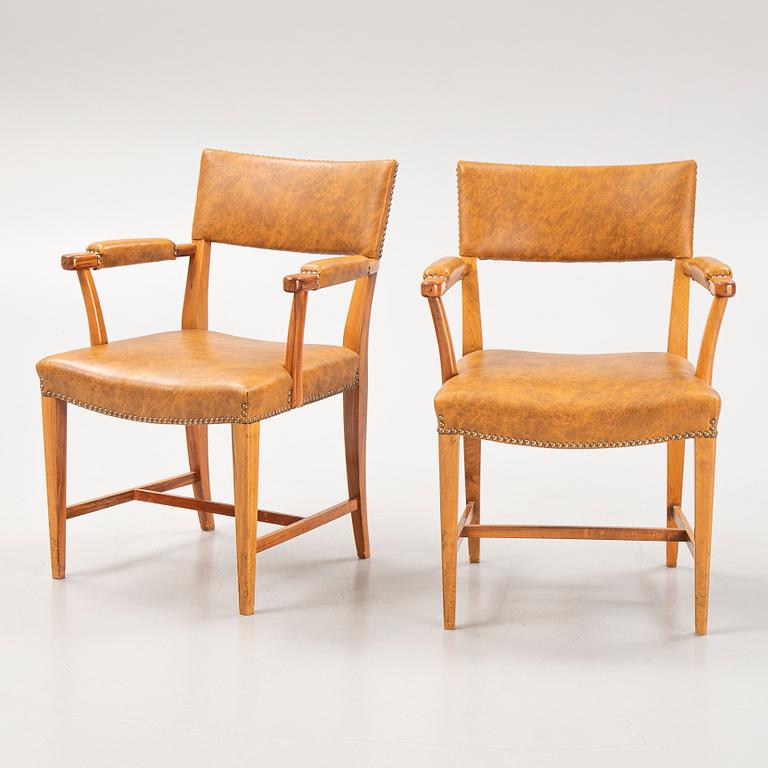 Josef Frank, a set of six walnut armchairs, model 695, Svenskt Tenn, Sweden.