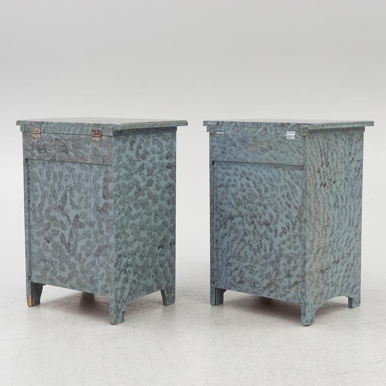 A matched pair of bedside tables, 20th century.