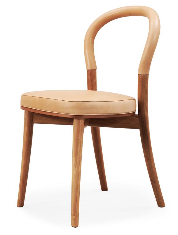 An Erik Gunnar Asplund walnut and beige leather 'Göteborg' chair, by Cassina, Italy.
