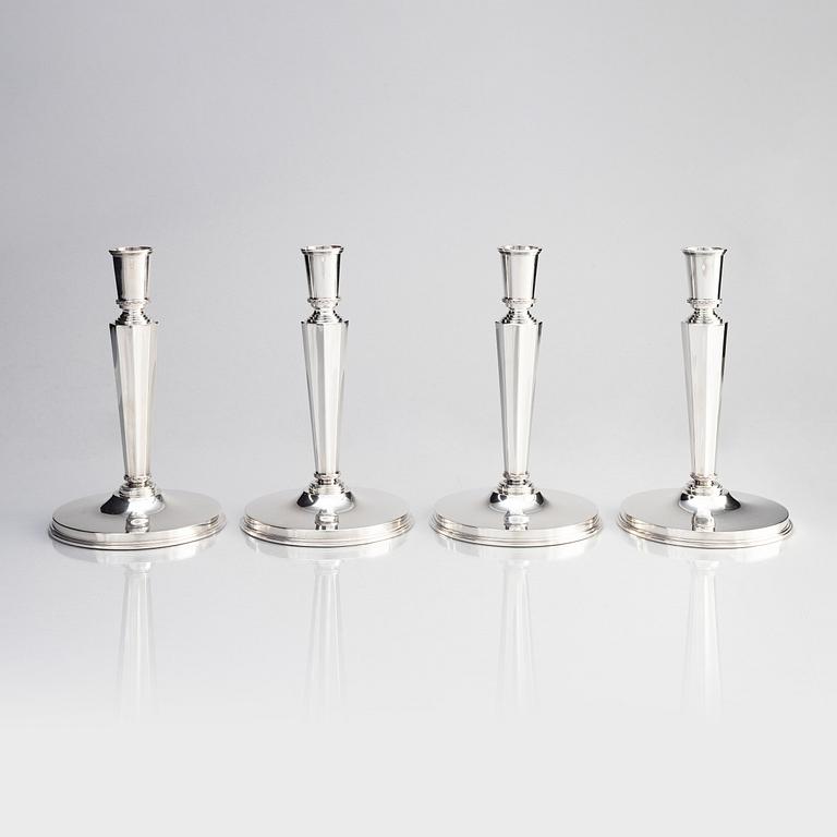 Atelier Borgila, a set of 4 sterling silver candlesticks, Stockholm 1961.