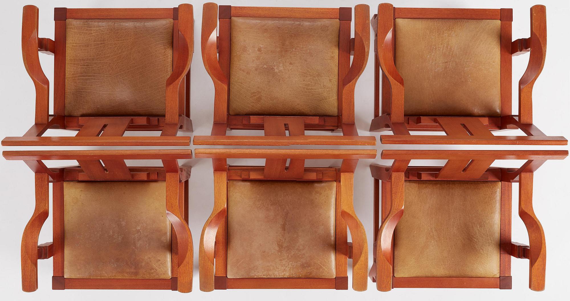 John Kandell, a set of six "Solitär" chairs, Källemo, Värnamo, post 1985.