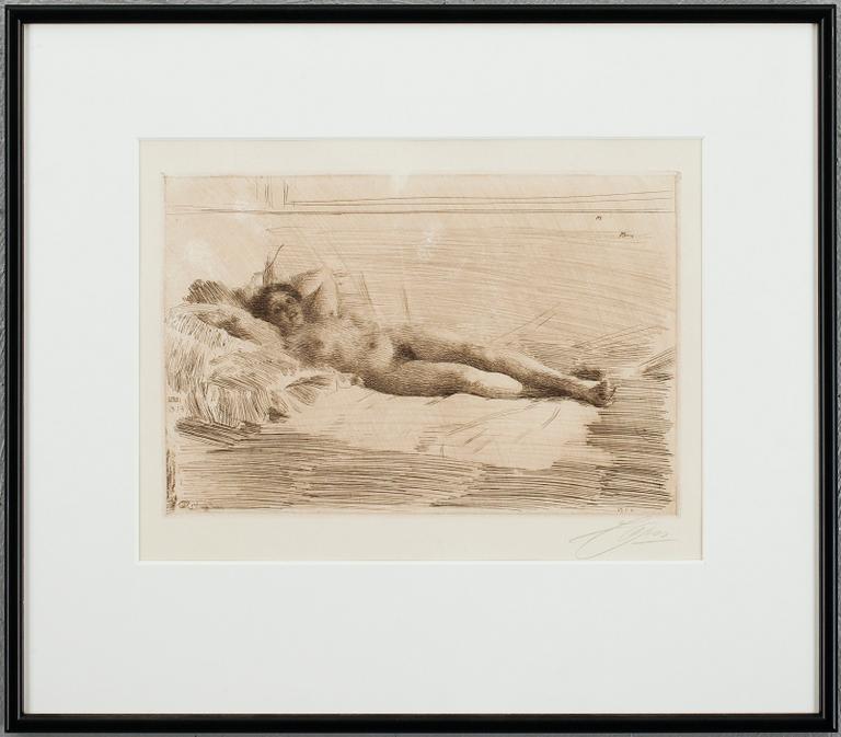 Anders Zorn, etsning, signerad i blyerts, signerad och daterad 1914 i plåten.