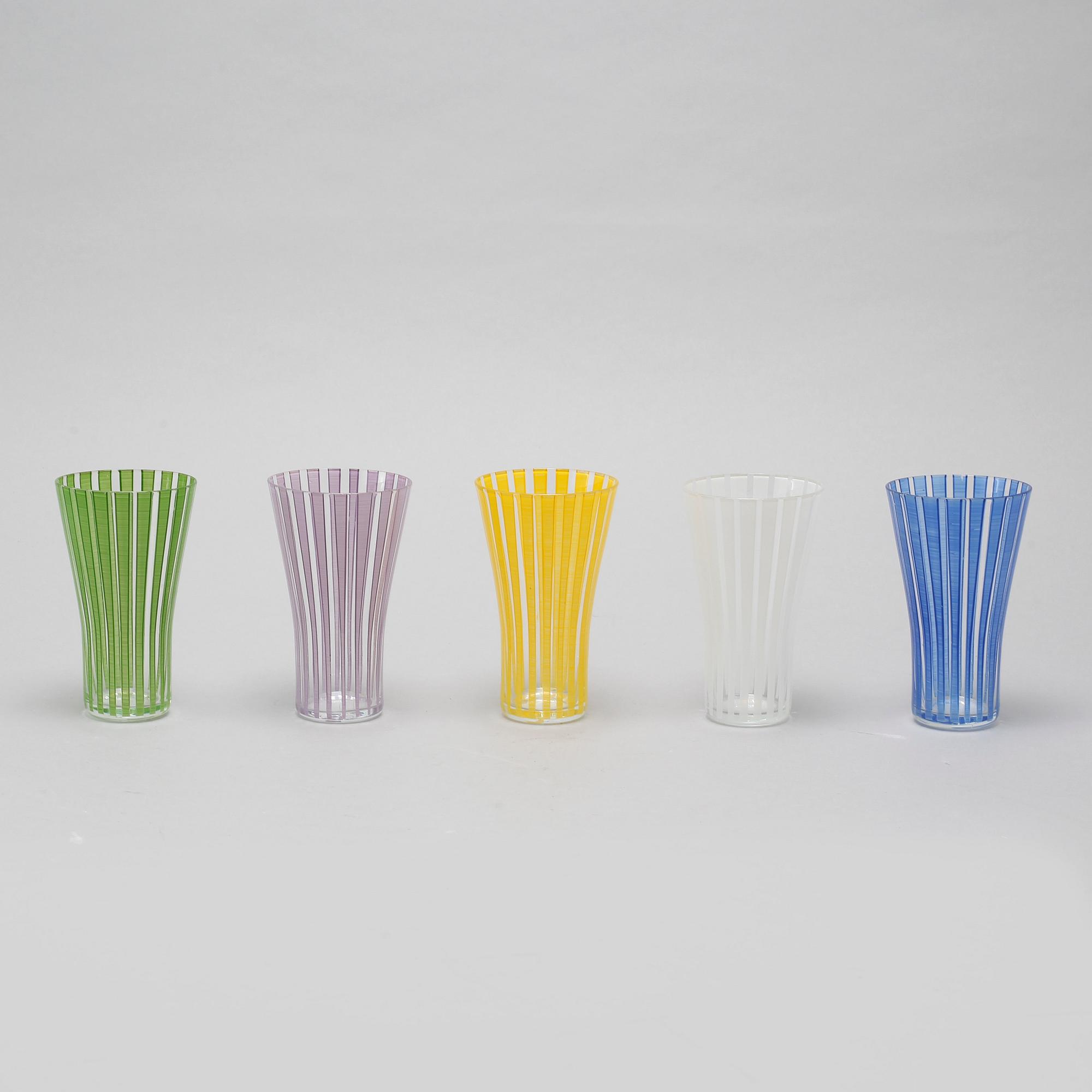 BENGT ORUP, 9 st, glas, "Stripe", Johansfors, 1950-tal.