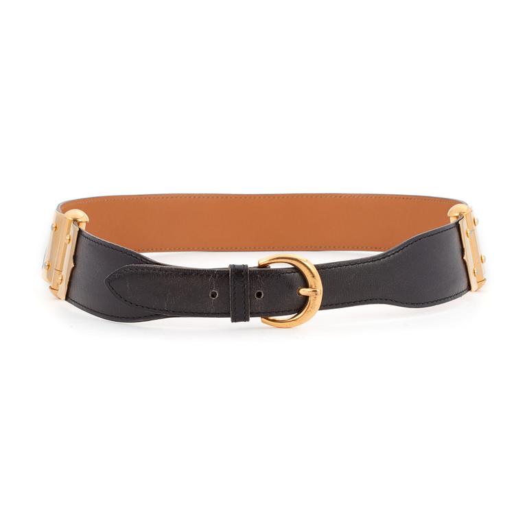 HERMÈS, a black leather belt, "Ceinture",